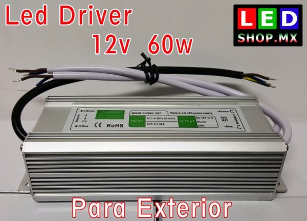 FUENTE LED 12V 5A 60W EXTERIOR