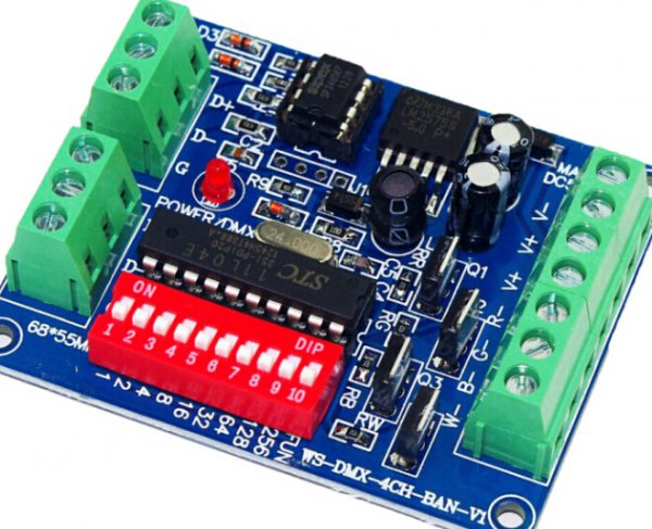 TARJETA DECODIFICADOR RGB DMX 4CH (1 SECCION)