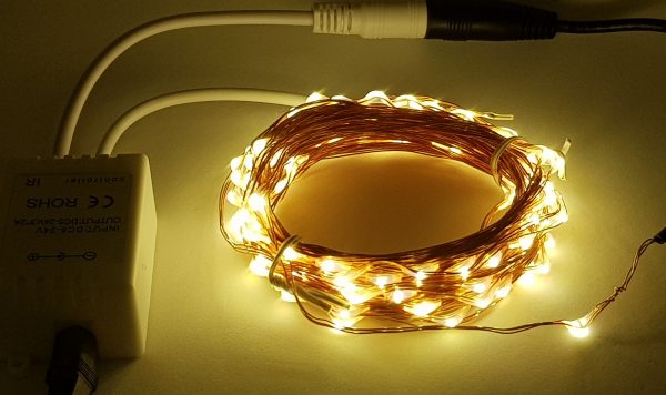 Kit Tira Led Arroz Alambre Plata 10m Blanco Cálido - Imagen 4