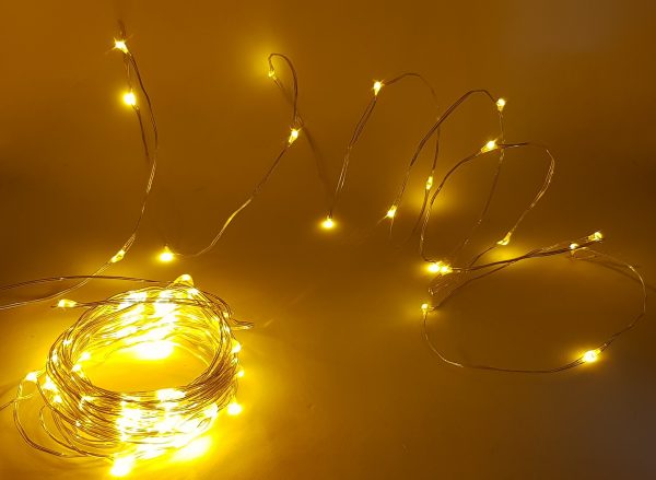 Tira Led Arroz Alambre Plata 10m Ambar - Imagen 4